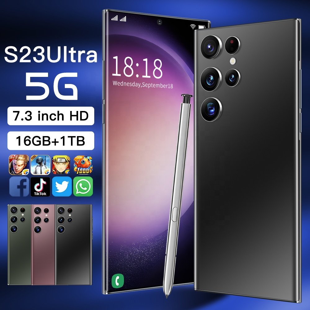 2023 New High Quality S23 Ultra 12GB+512GB 5G Android 12 Smartphone 6.8" 60Hz 50000mAh Battery Dual SIM Card Gaming Mobile Phone